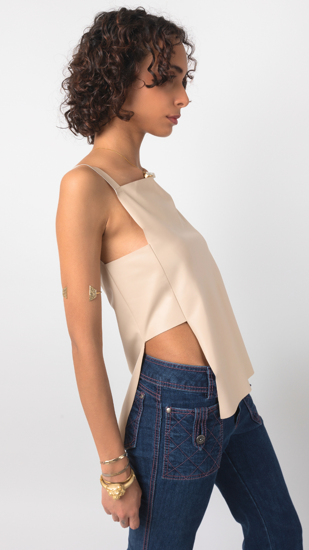 Vegan Leather Laser-Cut Top