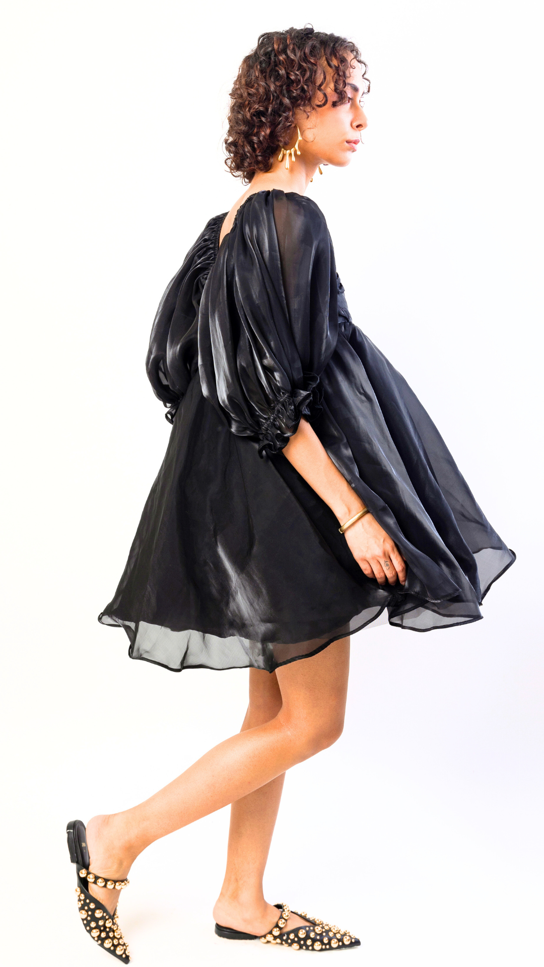 ORGANZA SATIN BLACK PUFF DRESS